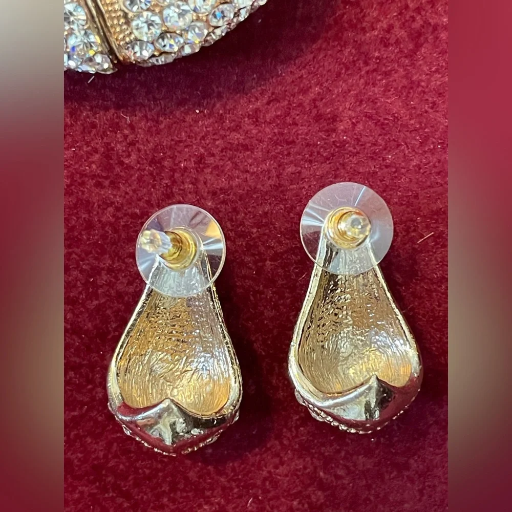☀️SALE☀️VGC Vintage Bracelet & Earrings Set Rhinestones Gold Tone. Glamorous ✨ - Picture 7 of 11
